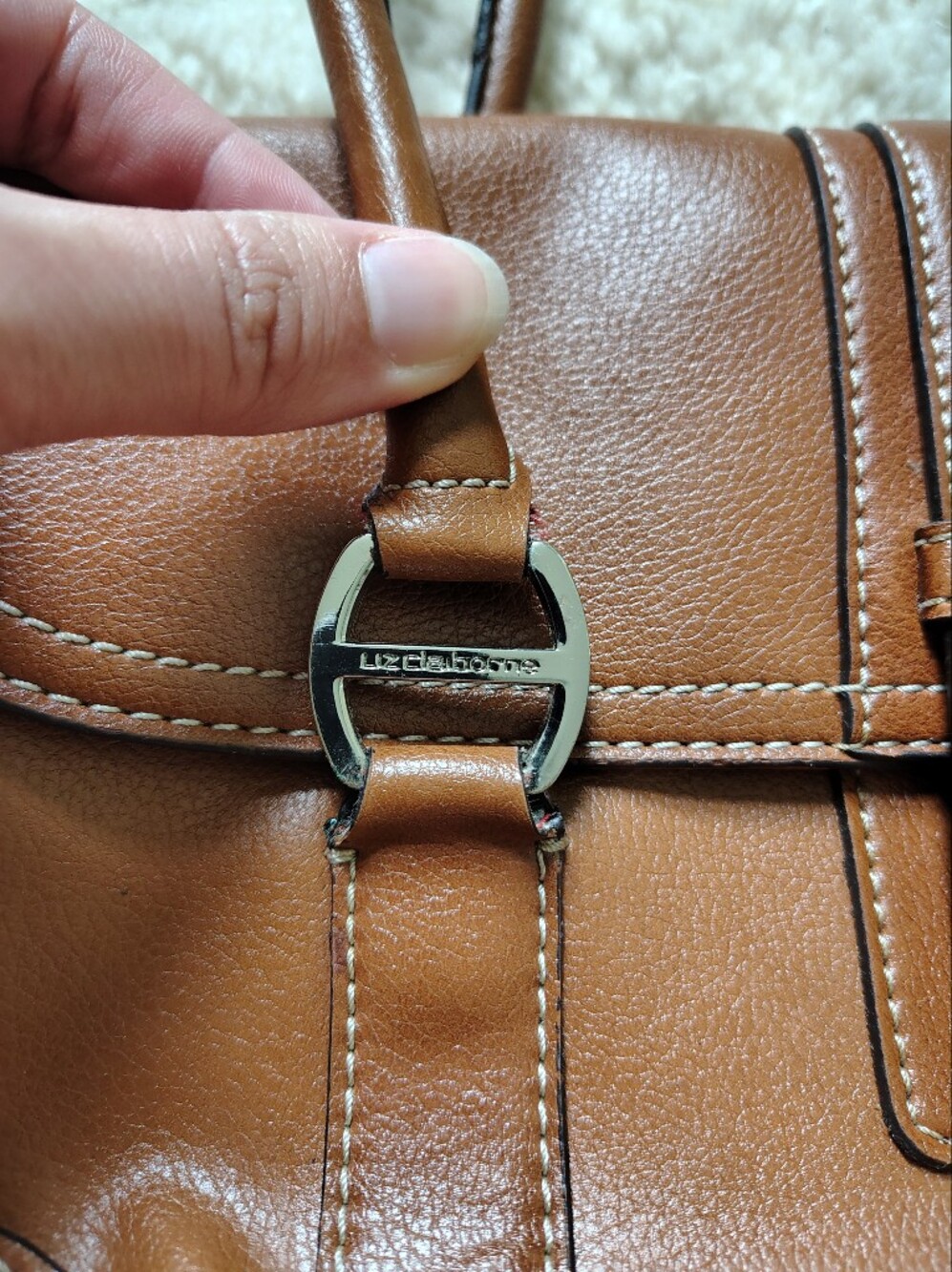 Liz Claiborne Brown Faux Leather Shoulder Bag - Picture 4 of 16